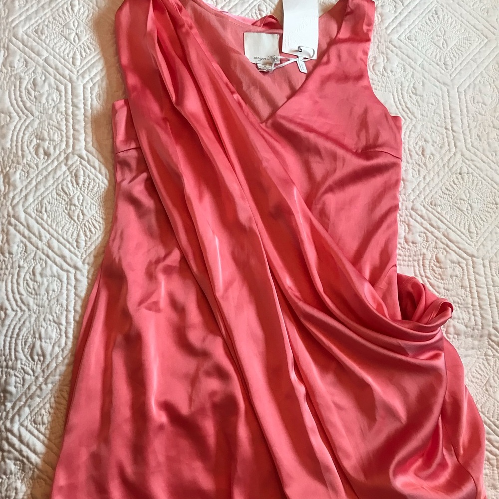 Silky bauble draped peach dress